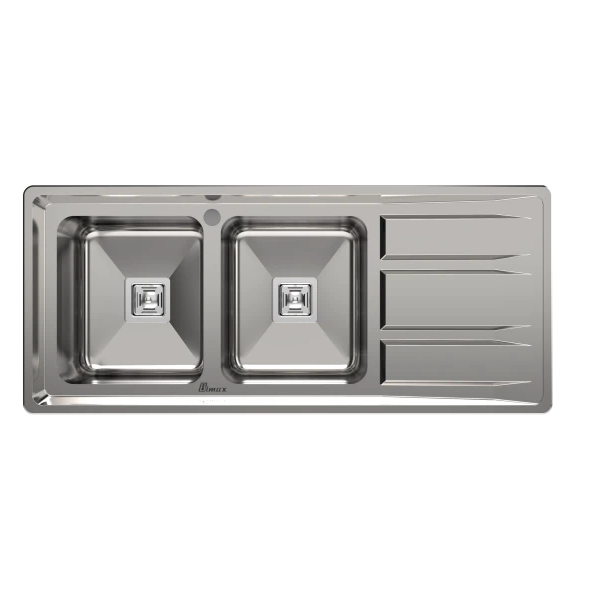 سینک توکار بیمکث مدل 4402 با دو لگن استیل ضدزنگ و طراحی فانتزی مناسب آشپزخانه مدرن
