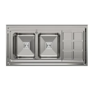سینک روکار بیمکث مدل 914 دو لگنه از جنس استیل ضد زنگ 304 با طراحی فانتزی و نصب آسان برای آشپزخانه.