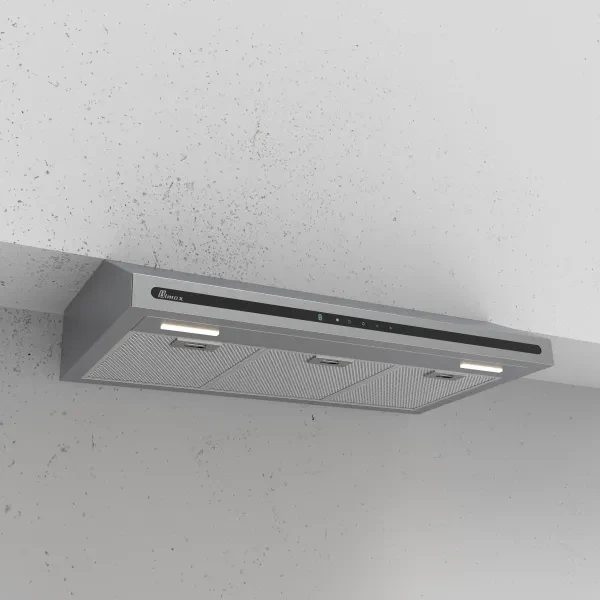 هود زیرکابینتی بیمکث مدل ۸۰۰۳ مشکی با بدنه فولادی و فیلتر فلزی سه لایه