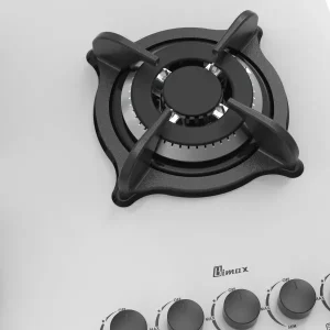 اجاق گاز صفحه ای بیمکث مدل 5097 با صفحه شیشه سکوریت و پنج شعله همراه گارد چدنی ستاره‌ای ۵ تکه