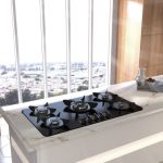 اجاق گاز صفحه ای بیمکث مدل 0048 با صفحه شیشه سکوریت و پنج شعله، گارد چدنی دایره‌ای ۵ تکه