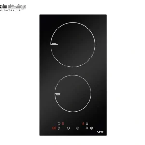 اجاق گاز برقی کن مدل cc2202 با دو شعله برقی، صفحه شیشه سرامیکی مشکی و کنترل لمسی
