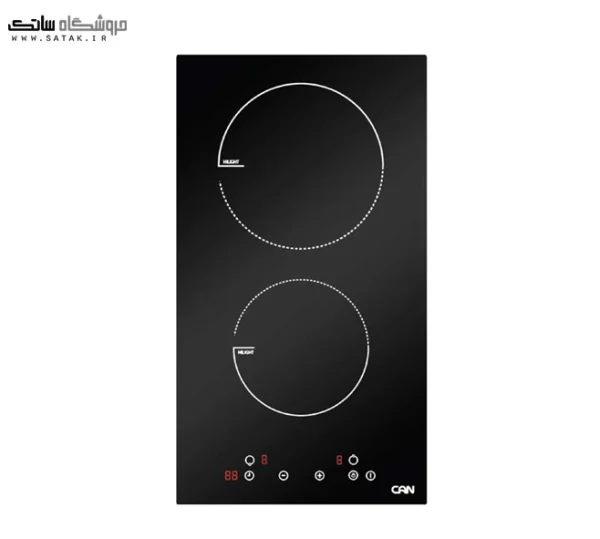 اجاق گاز برقی کن مدل cc2202 با دو شعله برقی، صفحه شیشه سرامیکی مشکی و کنترل لمسی