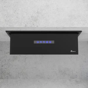 هود مخفی بیمکث مدل 1102 با بدنه مشکی شیشه‌ای و طراحی مدرن برای نصب داخل کابینت