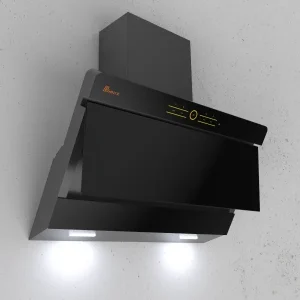هود مورب بیمکث مدل 2045 مشکی با فیلتر آلومینیومی سه لایه و موتور توربو فن‌ست فلزی