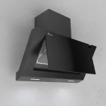 هود مورب بیمکث مدل 2055 با بدنه استیل و مشکی، قدرت مکش ۷۰۰ مترمکعب بر ساعت و فیلتر آلومینیومی ۳ لایه