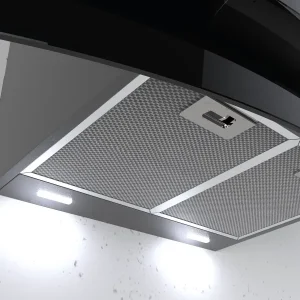 هود مورب بیمکث مدل 2056 مشکی با شیشه سکوریت، فیلتر آلومینیومی ۳ لایه و موتور ۴ دور با قدرت مکش ۷۰۰ مترمکعب بر ساعت