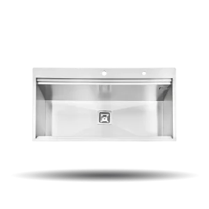 سینک کورینی پرنیان استیل مدل PS 4209 با لگن باکس R0، استیل ضد زنگ 18/10، عایق صدا، جای شیر، تخته ساطور چوبی، جا مایع، رول خشک‌کن و لگن متحرک.