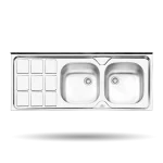 سینک کلاسیک پرنیان استیل مدل PS 3105 با طراحی روکار، ابعاد 60 در 120 سانتی‌متر، استیل ضد زنگ 10-18، عمق لگن 13 سانتی‌متر و عایق صدا.