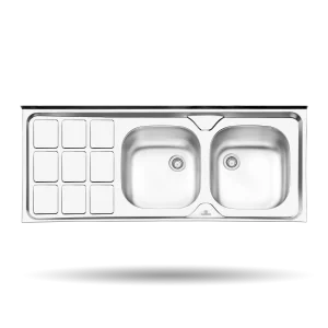 سینک کلاسیک پرنیان استیل مدل PS 3105 با طراحی روکار، ابعاد 60 در 120 سانتی‌متر، استیل ضد زنگ 10-18، عمق لگن 13 سانتی‌متر و عایق صدا.