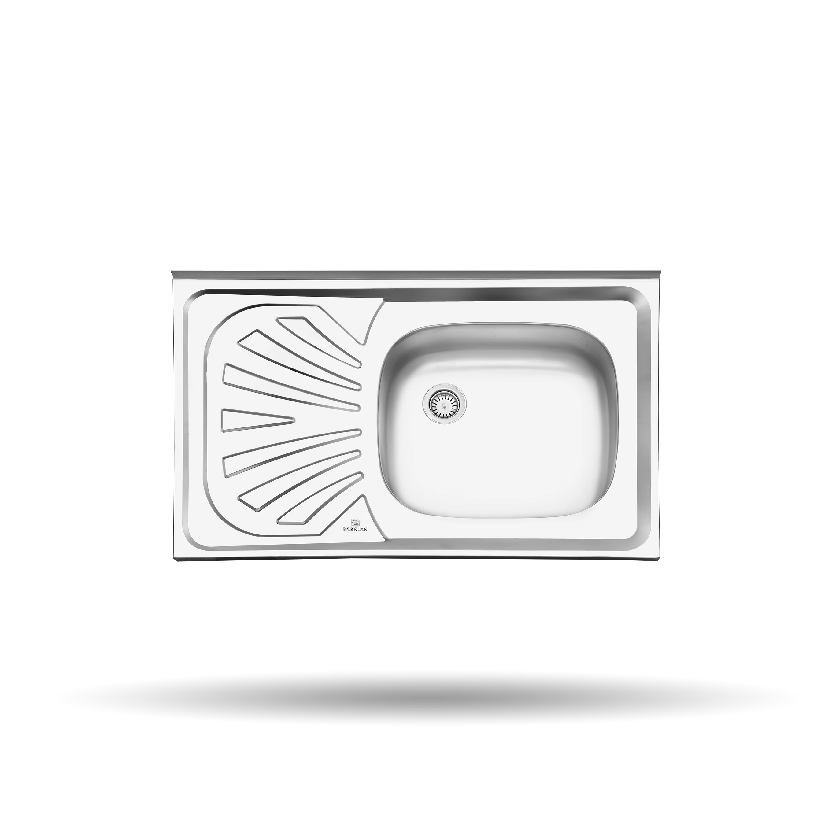 سینک کلاسیک پرنیان استیل مدل PS 3106 سینک روکار با ابعاد 50 در 80 سانتی‌متر، استیل ضد زنگ 10-18، عمق لگن 13 سانتی‌متر و عایق صدا.