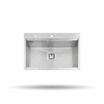 سینک کورینی پرنیان استیل مدل PS 4208 با لگن باکس R0، استیل ضد زنگ 18/10، عایق صدا، جای شیر، تخته ساطور، جا مایع، رول خشک‌کن و صافی کشویی.
