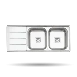 سینک توکار پرنیان مدل PS 2210 استیل ضد زنگ 18/10 با ابعاد 120×50 سانتی‌متر، عمق لگن 17 سانتی‌متر، کف‌شور مربعی، نوار آب‌بندی PU و عایق صدا.